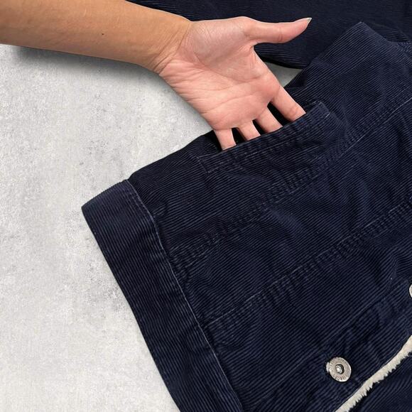 ★ Steve & Barry’s (Navy Blue) Corduroy Sherpa Collar Trucker Jacket ★ - Picture 2 of 8